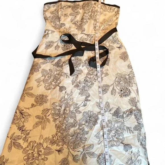 Dressbarn Womens Toile Floral Midi Dress White Black Cotton Fit Flare Size 8 - Picture 6 of 8